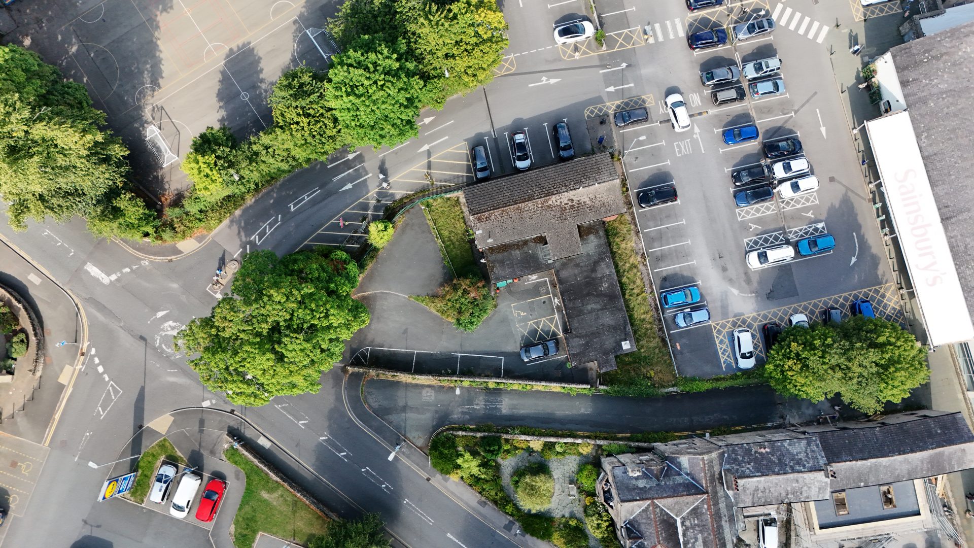 Arial photograph showing the site of Fairfield Offices, Station Road, Cockermouth